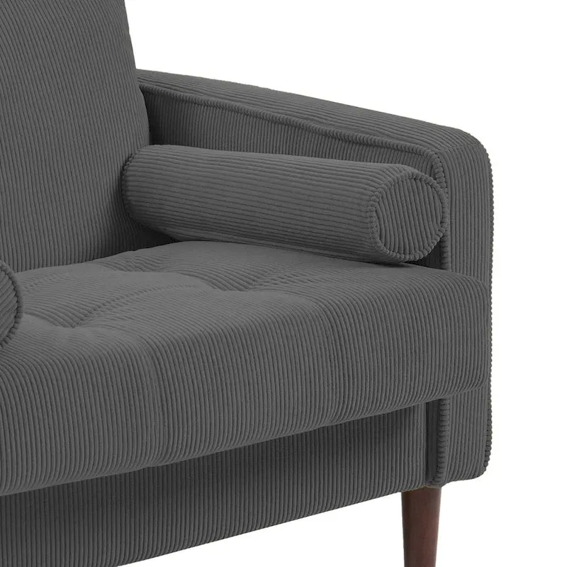 Lot de 2 fauteuils en velours côtelé avec coussins traversins