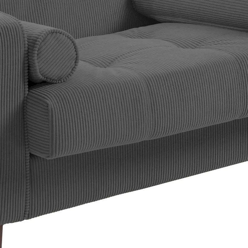 Lot de 2 fauteuils en velours côtelé avec coussins traversins
