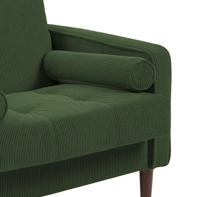Lot de 2 fauteuils en velours côtelé avec coussins traversins