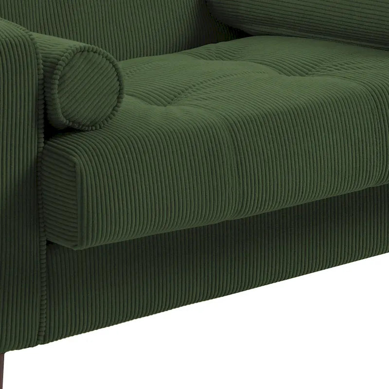 Lot de 2 fauteuils en velours côtelé avec coussins traversins