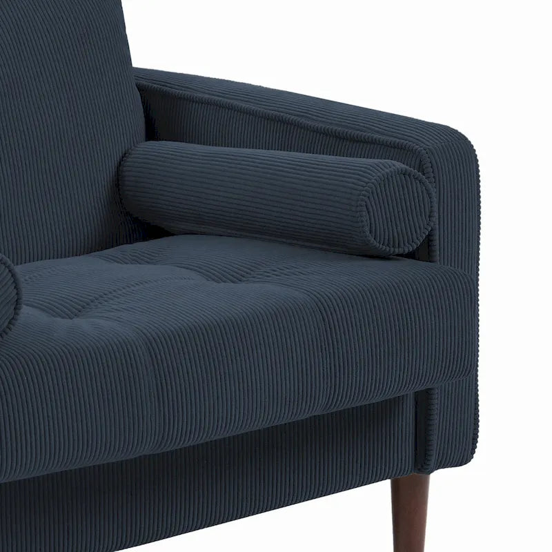 Lot de 2 fauteuils en velours côtelé avec coussins traversins
