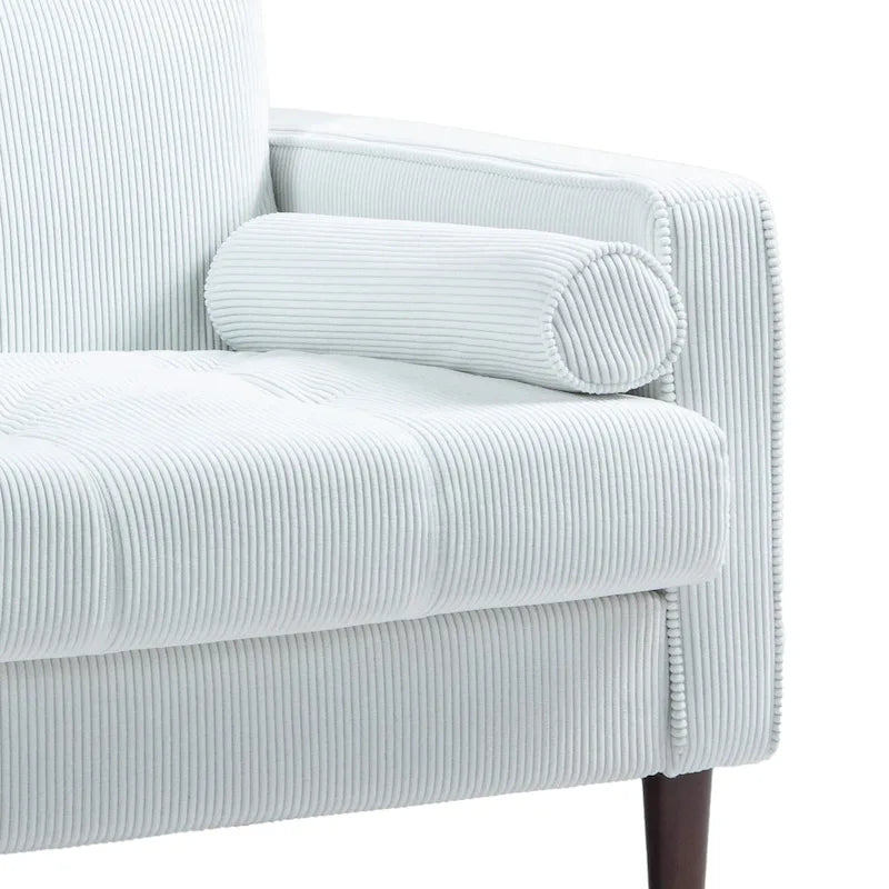 Lot de 2 fauteuils en velours côtelé avec coussins traversins