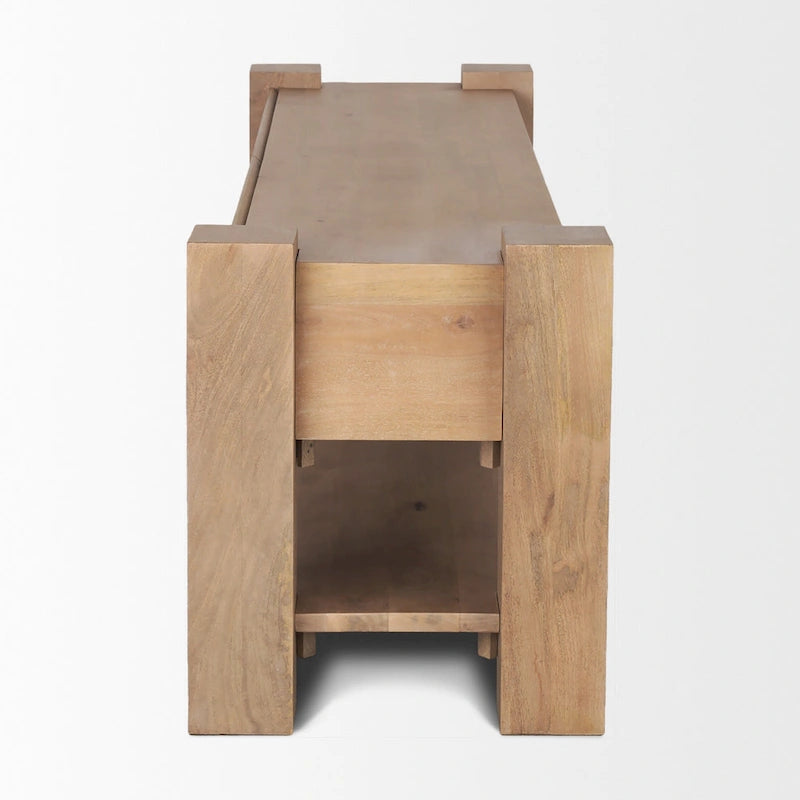 Consola multimedia de madera marrón claro - 70.0L x 20.0W x 24.0H