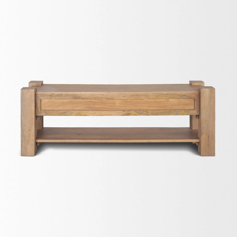 Consola multimedia de madera marrón claro - 70.0L x 20.0W x 24.0H