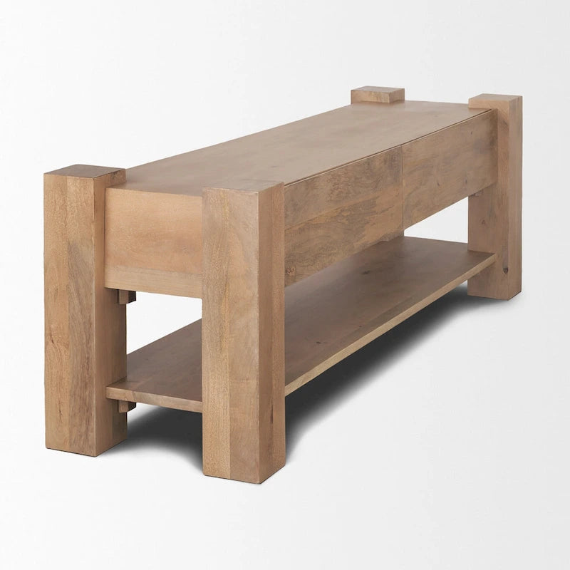 Lichtbruine houten mediaconsole - 70.0L x 20.0W x 24.0H