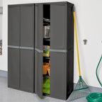 2 Pack Adjustable 4-Shelf Storage Cabinet with Doors, Gray