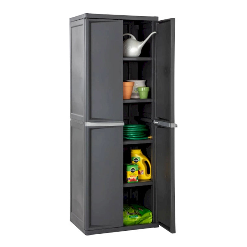 2 Pack Adjustable 4-Shelf Storage Cabinet with Doors, Gray