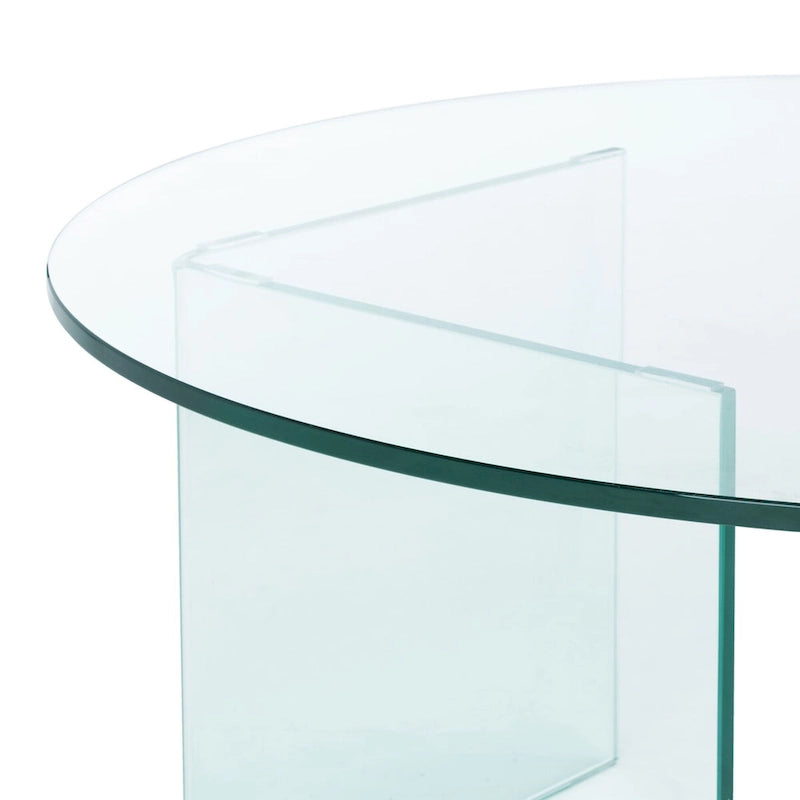 Runder Couchtisch aus gehärtetem Glas - 35" W x 35" D x 16" H