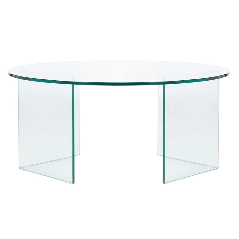 Runder Couchtisch aus gehärtetem Glas - 35" W x 35" D x 16" H