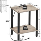 Beistelltisch mit 2 Ebenen und integrierter Ladestation
