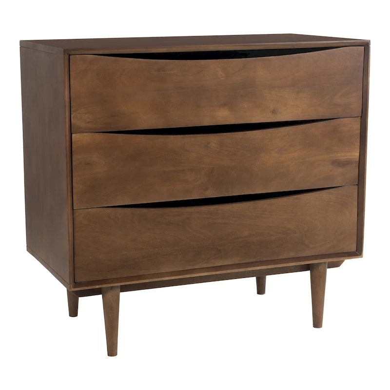 Cómoda de tres cajones de madera maciza