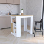 Kitchen Island with 1-Door Cabinet Push to open System and Side Shelves