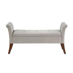 Velvet Upholstered Rolled Arms Storage Bench