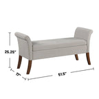 Banc de rangement rembourré avec accoudoirs arrondis