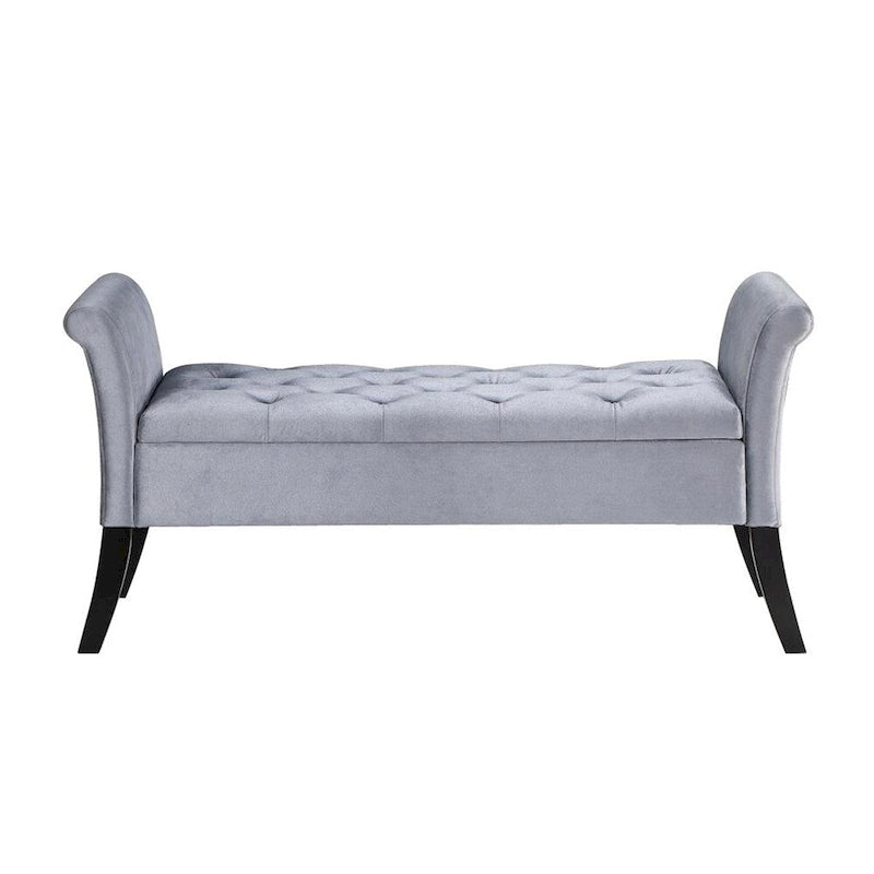 Banc de rangement rembourré avec accoudoirs arrondis