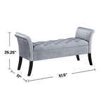 Banc de rangement rembourré avec accoudoirs arrondis