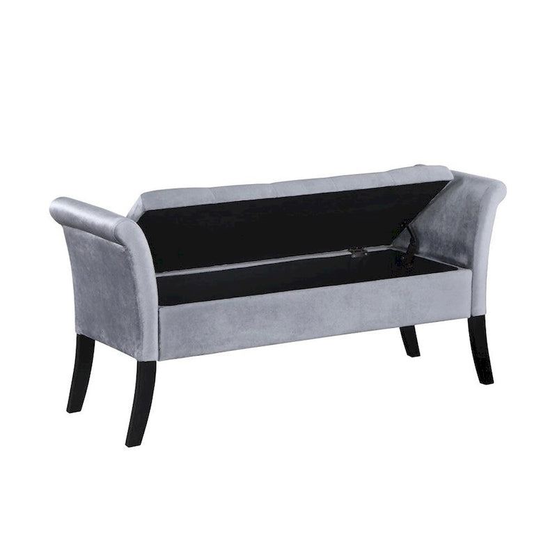 Banc de rangement rembourré avec accoudoirs arrondis