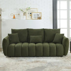 Upholstered Teddy Fabric Sofa with 3 Pillows and Solid Wood Frame