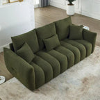 Teddy-Stoffsofa mit 3 Kissen und Massivholzrahmen
