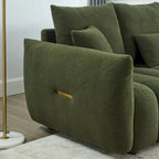 Teddy-Stoffsofa mit 3 Kissen und Massivholzrahmen