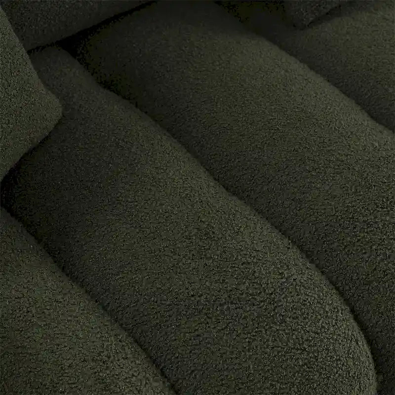 Sofá de tela teddy con 3 almohadas y estructura de madera maciza