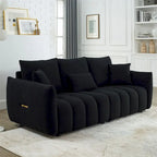 Teddy-Stoffsofa mit 3 Kissen und Massivholzrahmen