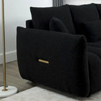 Teddy-Stoffsofa mit 3 Kissen und Massivholzrahmen