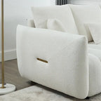 Teddy-Stoffsofa mit 3 Kissen und Massivholzrahmen