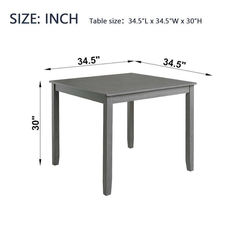 Quadratischer Esstisch 34.5" für kleine Räume, bietet Platz für 4 Personen