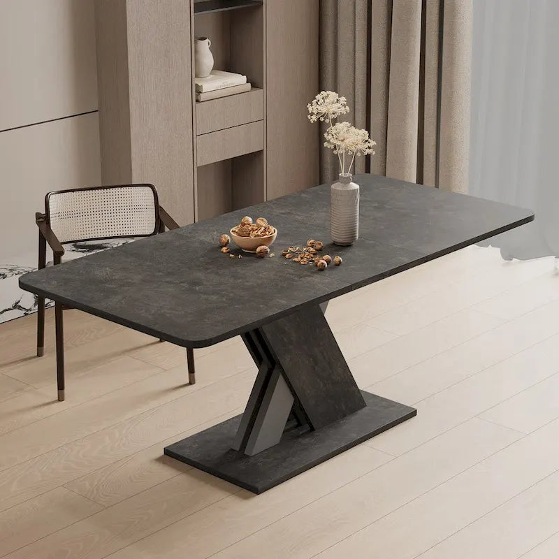 Uitschuifbare consoledinertafel met X-onderstel