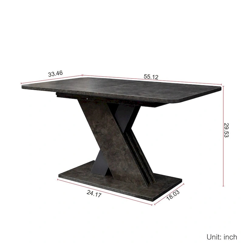 Uitschuifbare consoledinertafel met X-onderstel