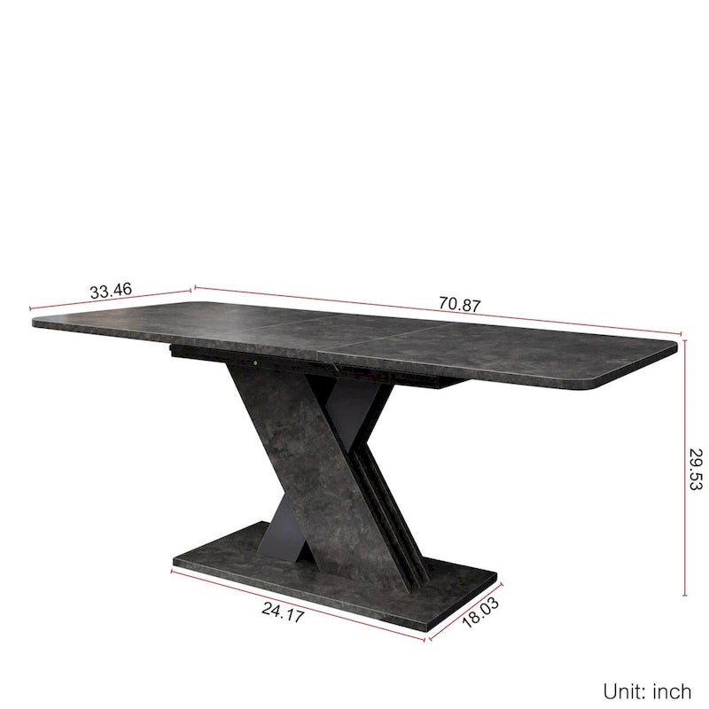Uitschuifbare consoledinertafel met X-onderstel