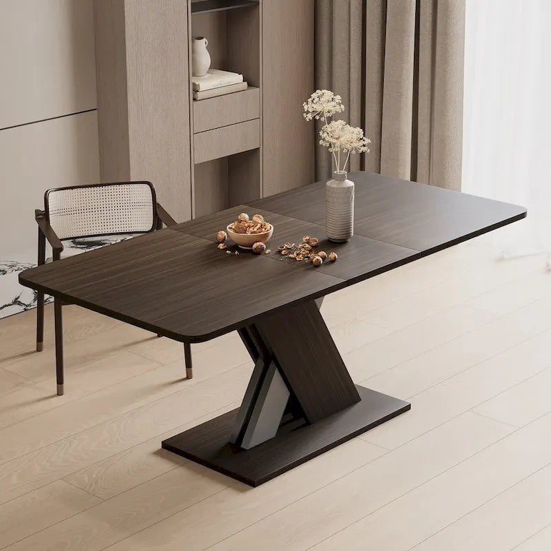 Uitschuifbare consoledinertafel met X-onderstel
