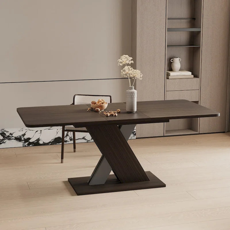 Uitschuifbare consoledinertafel met X-onderstel