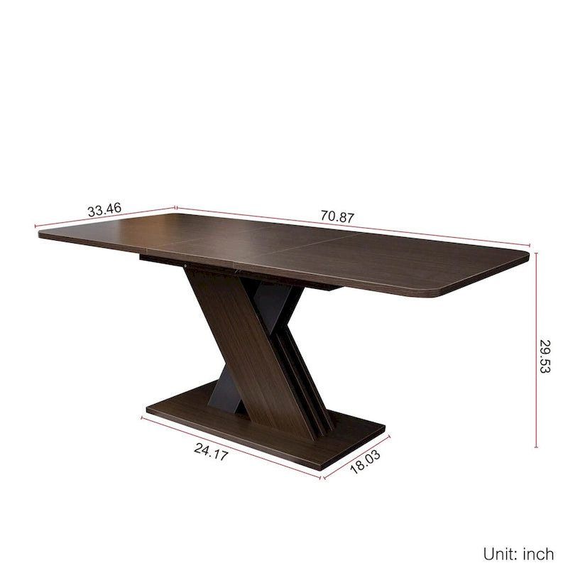 Uitschuifbare consoledinertafel met X-onderstel