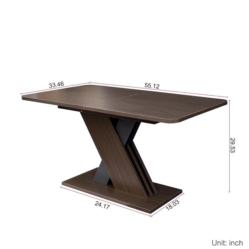 Uitschuifbare consoledinertafel met X-onderstel