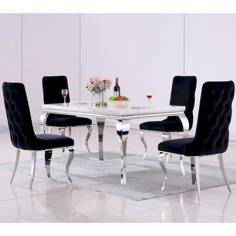 Chaises de salle à manger en velours avec pieds en métal