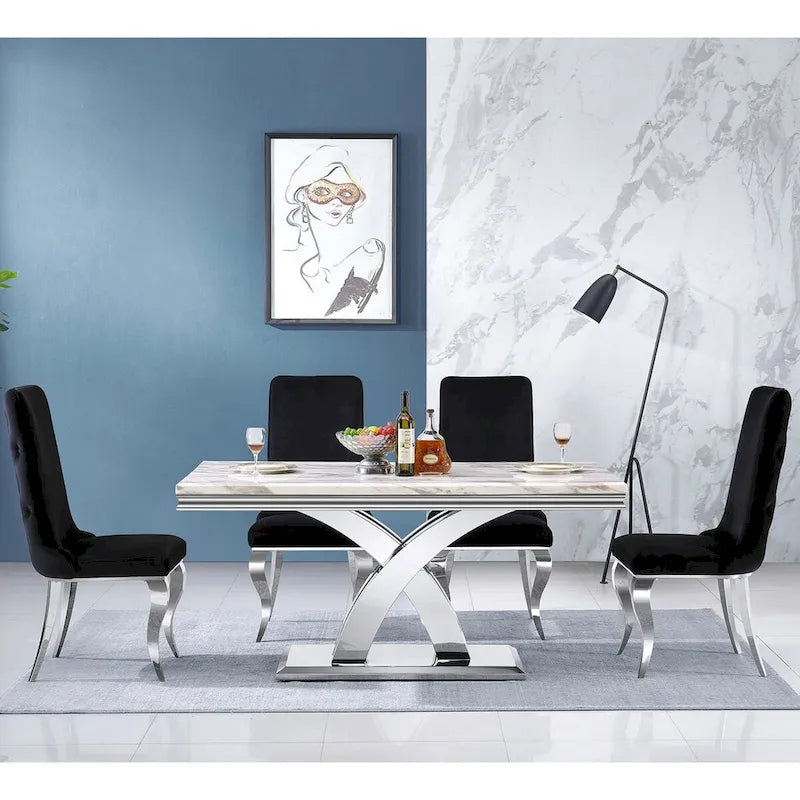 Chaises de salle à manger en velours avec pieds en métal