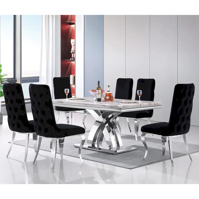 Chaises de salle à manger en velours avec pieds en métal