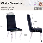 Chaises de salle à manger en velours avec pieds en métal