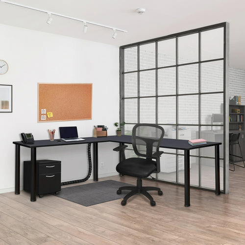 Kee 66 L-Desk with 42 Return, Beige/Black