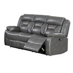 Leatherette Power Motion Sofa with Contrast Stitching, Gray
