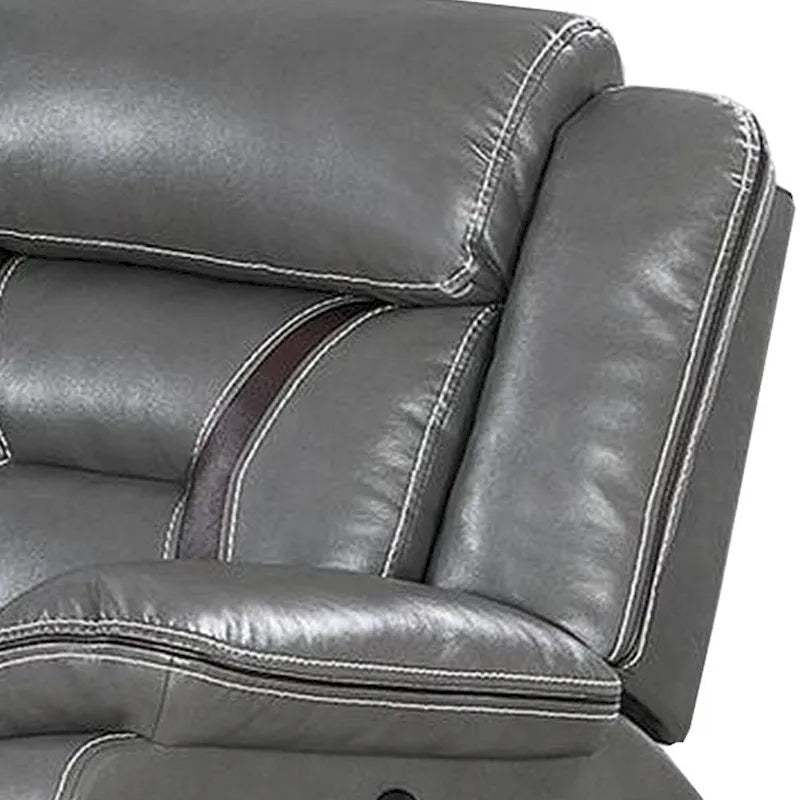 Elektrisch verstellbares Relaxsofa aus grauem Kunstleder