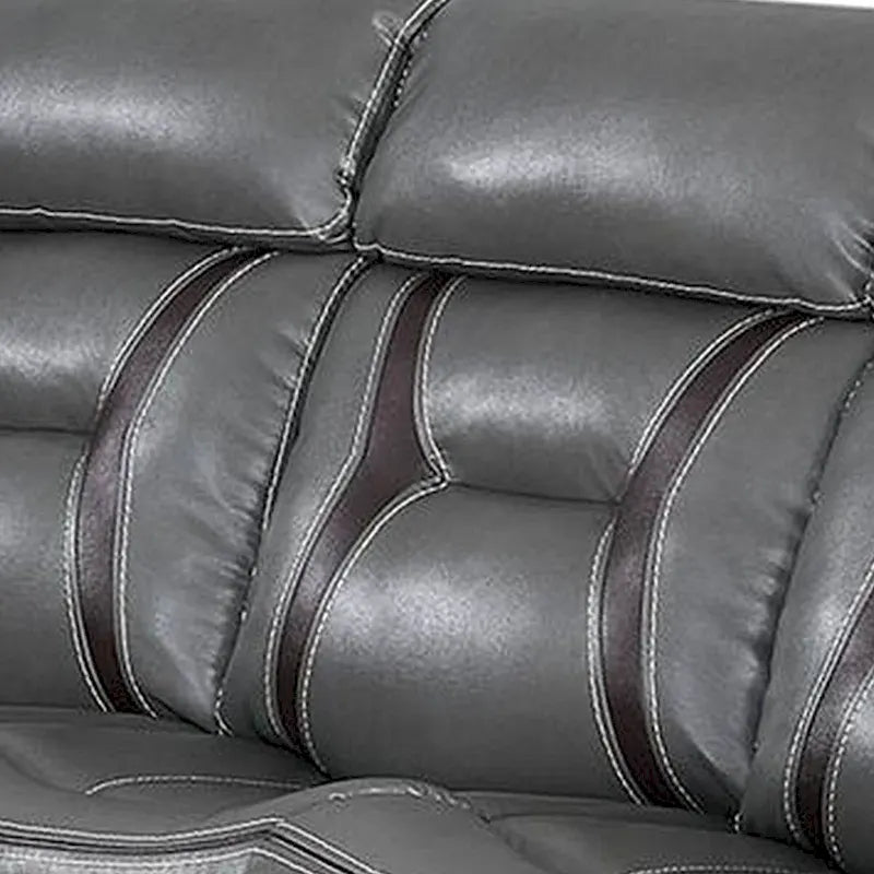 Sofá reclinable eléctrico de cuero sintético gris