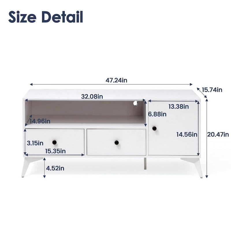 TV-Ständer-Konsolentisch mit RGB-LED-Beleuchtung, Schrank, offenem Medienspeicher und Gaming-Unterhaltungscenter - 47.24 L x 15.74 W x 20.47 H
