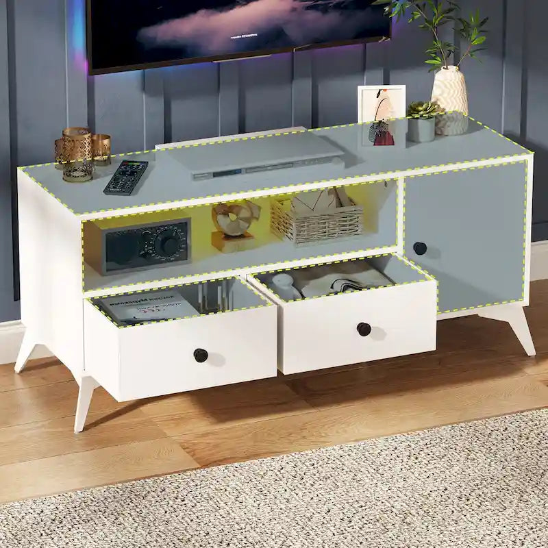TV-Ständer-Konsolentisch mit RGB-LED-Beleuchtung, Schrank, offenem Medienspeicher und Gaming-Unterhaltungscenter - 47.24 L x 15.74 W x 20.47 H