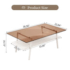 Tavolino da caffè rettangolare con piano in vetro temperato e gambe in metallo, 38.58" L x 22.84" W x 16.73" H