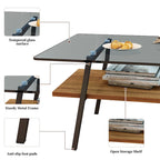 Tavolino da caffè rettangolare con piano in vetro temperato e gambe in metallo, 38.58" L x 22.84" W x 16.73" H