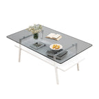Tavolino da caffè rettangolare con piano in vetro temperato e gambe in metallo, 38.58" L x 22.84" W x 16.73" H
