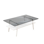 Tavolino da caffè rettangolare con piano in vetro temperato e gambe in metallo, 38.58" L x 22.84" W x 16.73" H